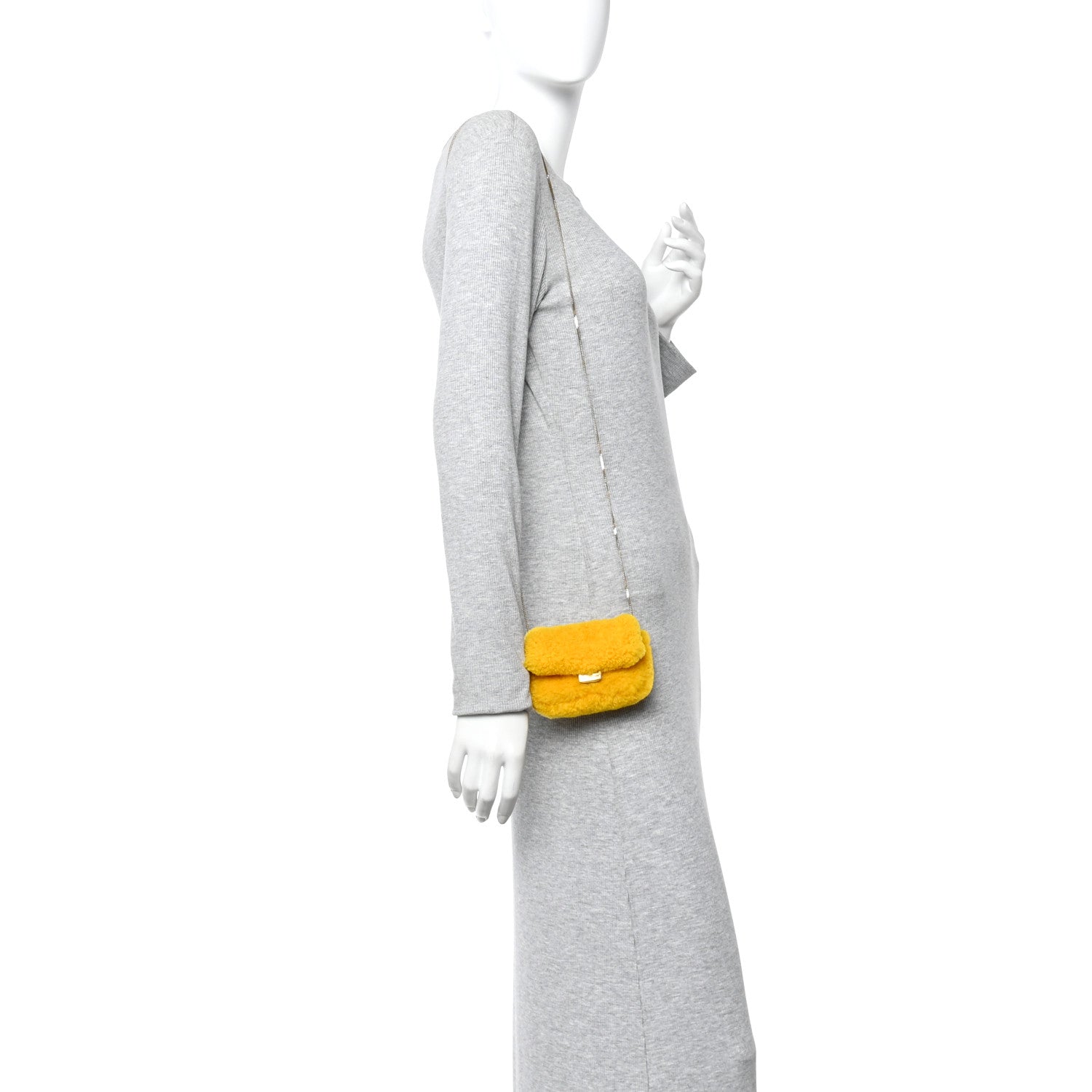 Fendi Shearling Vitello Grace Nano Baguette Charm Narciso 2 of 10