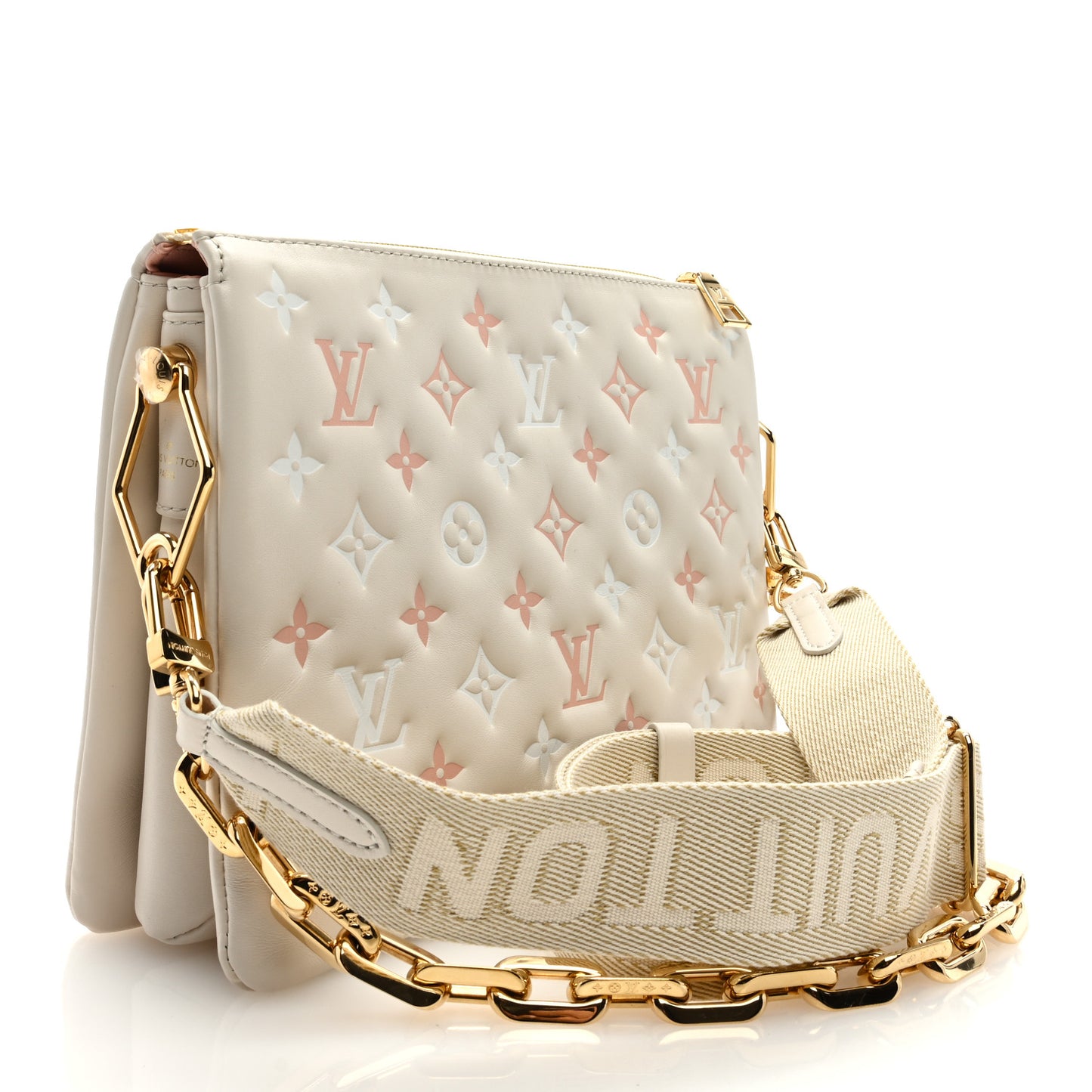 Lambskin Embossed Monogram Coussin PM Natural Creme