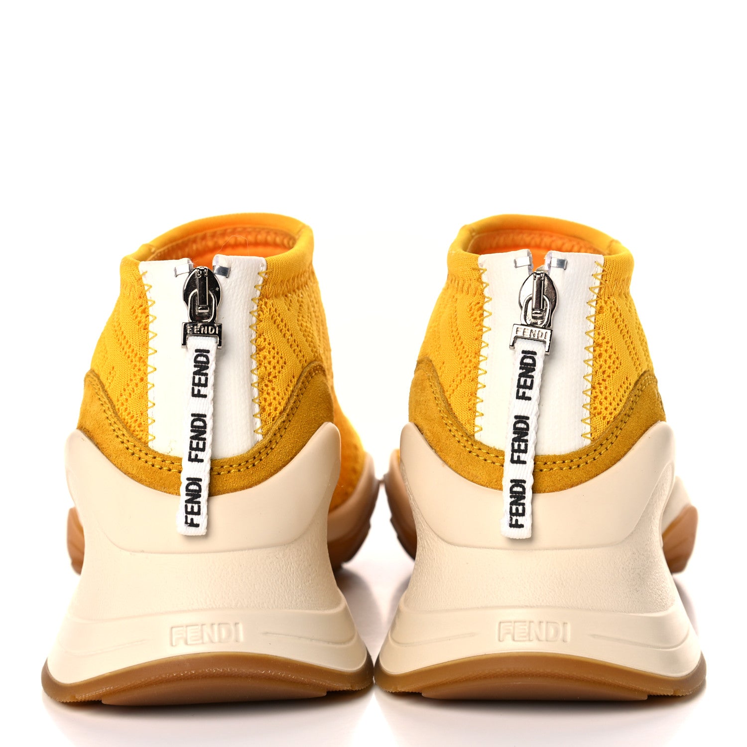 Fendi Technical 3D Mesh Womens FFluid Zip Up Sneakers 37 Reggae Corn White 9 of 11