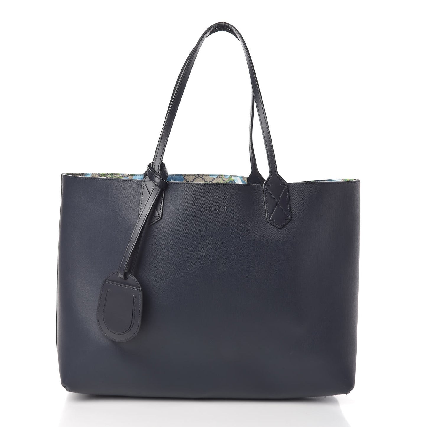 GG Supreme Monogram Blooms Medium Reversible Tote Beige Blue Navy