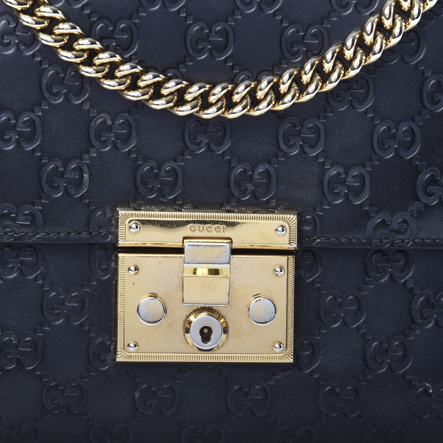 Guccissima Medium Padlock Shoulder Bag Black