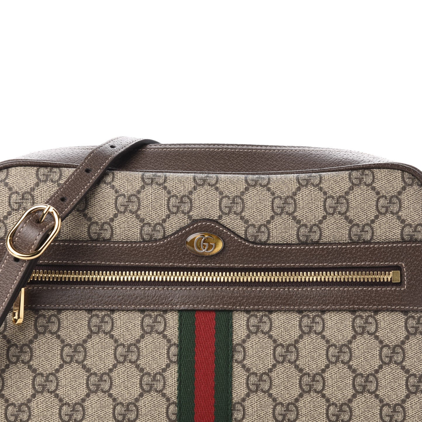 GG Supreme Monogram Web Small Ophidia Shoulder Bag Brown
