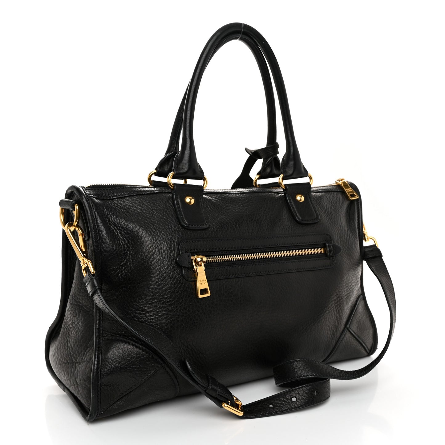 Vitello Daino Shopping Satchel Black