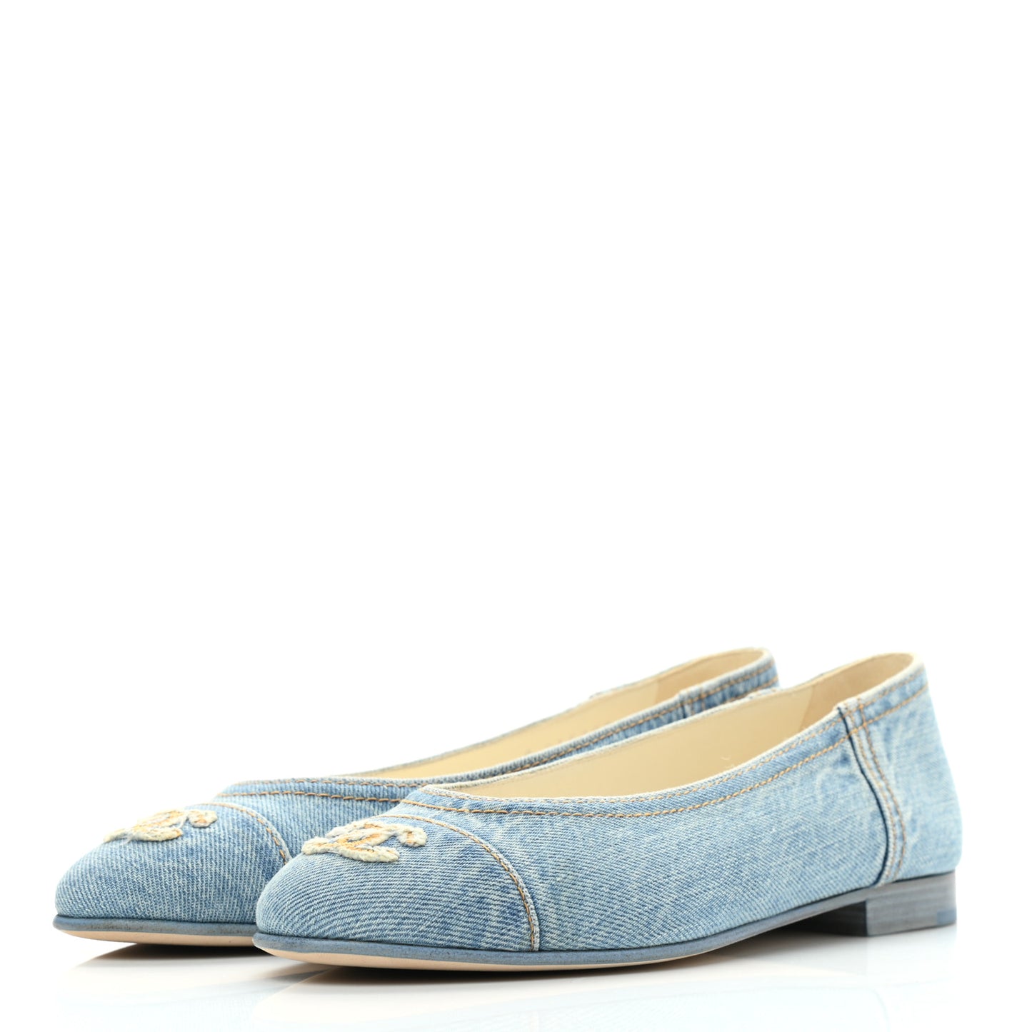 Denim CC Cap Toe Ballerina Flats 39.5 Light Blue