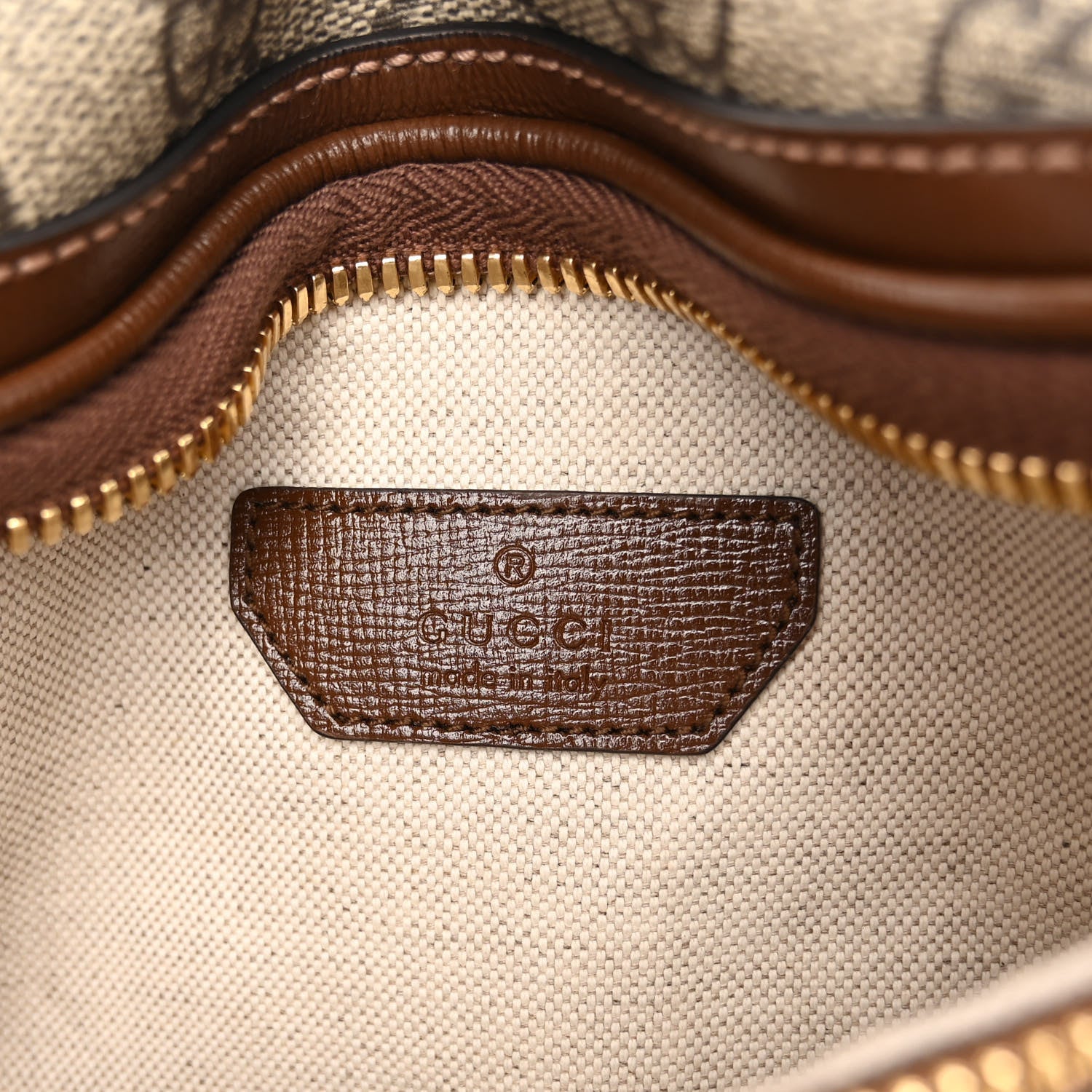 Gucci GG Supreme Monogram Textured Calfskin Retro Interlocking G Belt Bag Beige Ebony Brown Sugar 7 of 12