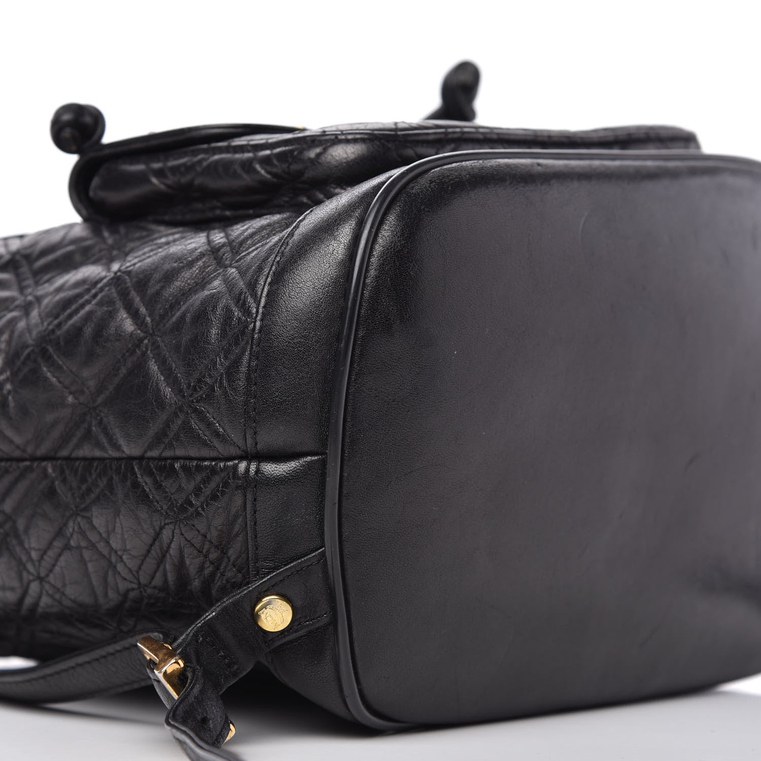 MCM Calfskin Quilted Studded Backpack Black 6 of 9