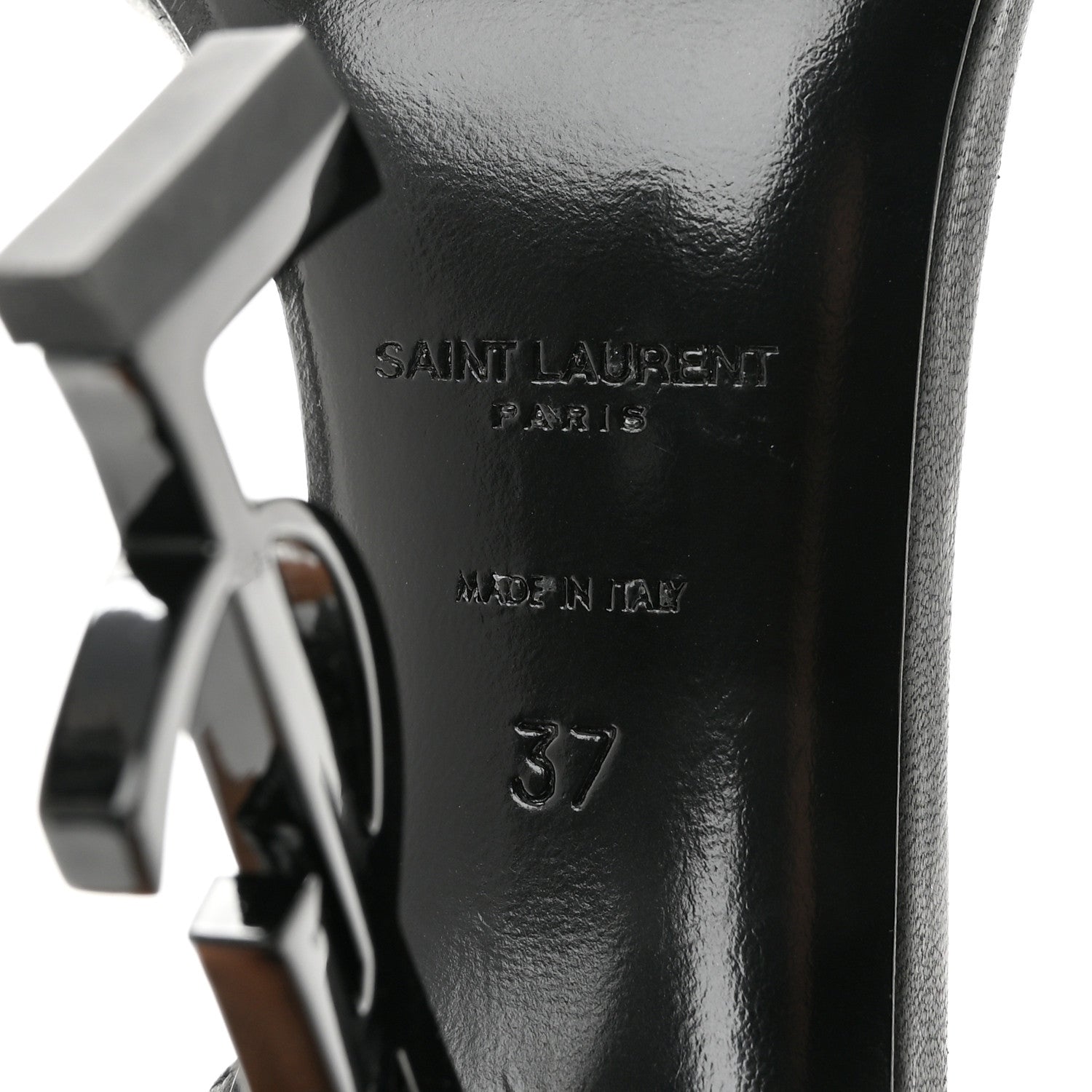 Saint Laurent Calfskin Studded Opyum Sandals 37 Black 8 of 9