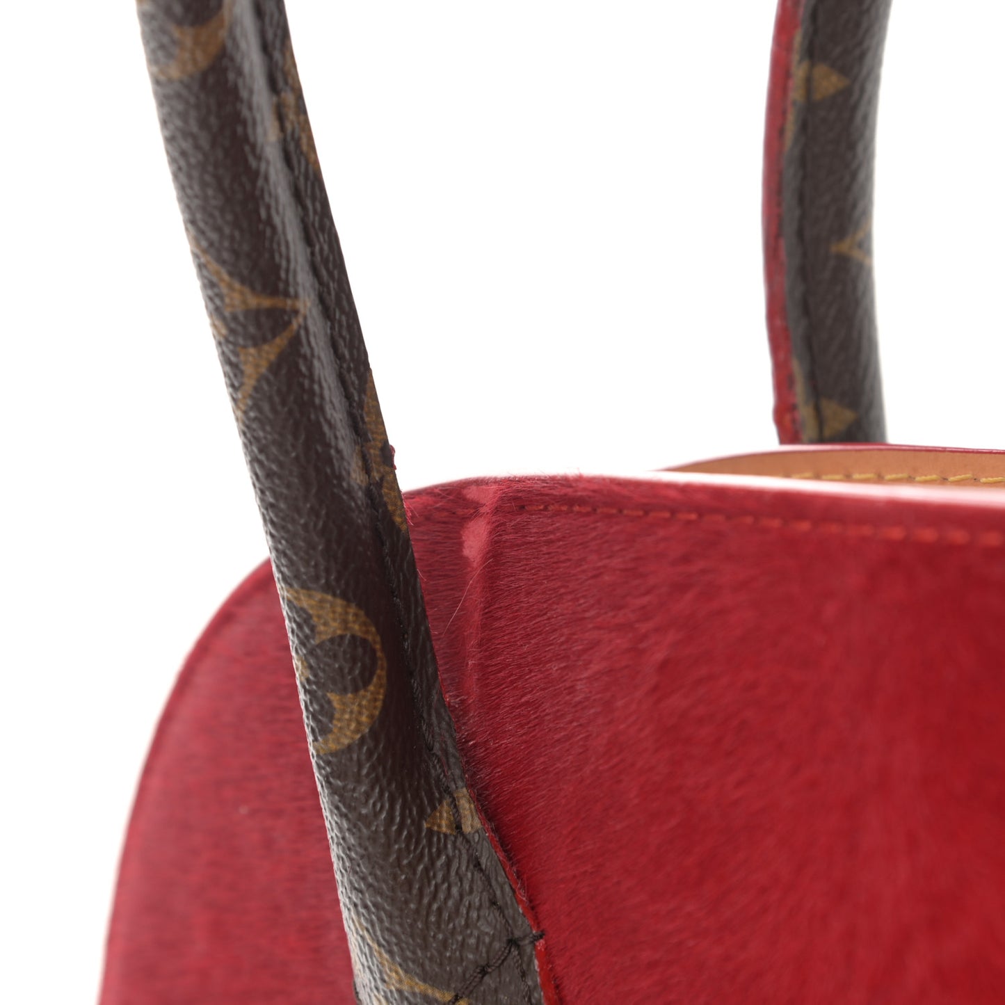 Monogram Calf Hair Spikes Iconoclasts Christian Louboutin Tote Red