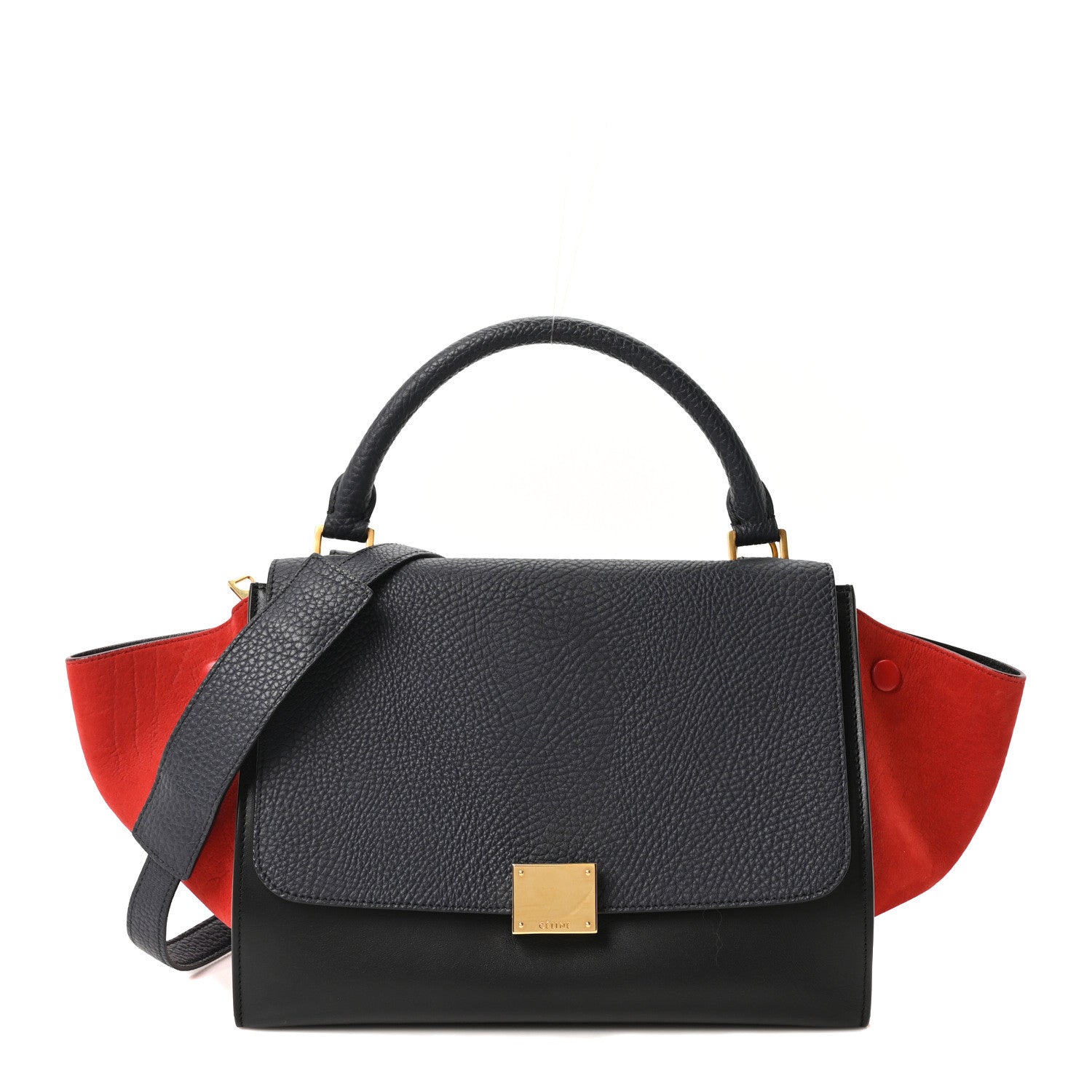 Celine Bullhide Calfskin Nubuck Small Tri-Color Trapeze Carmin 1 of 9
