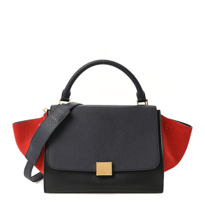 Celine Bullhide Calfskin Nubuck Small Tri-Color Trapeze Carmin 1 of 9