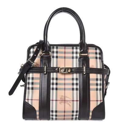 Burberry Haymarket Check Minford Portrait Tote Chocolate 1 of 8