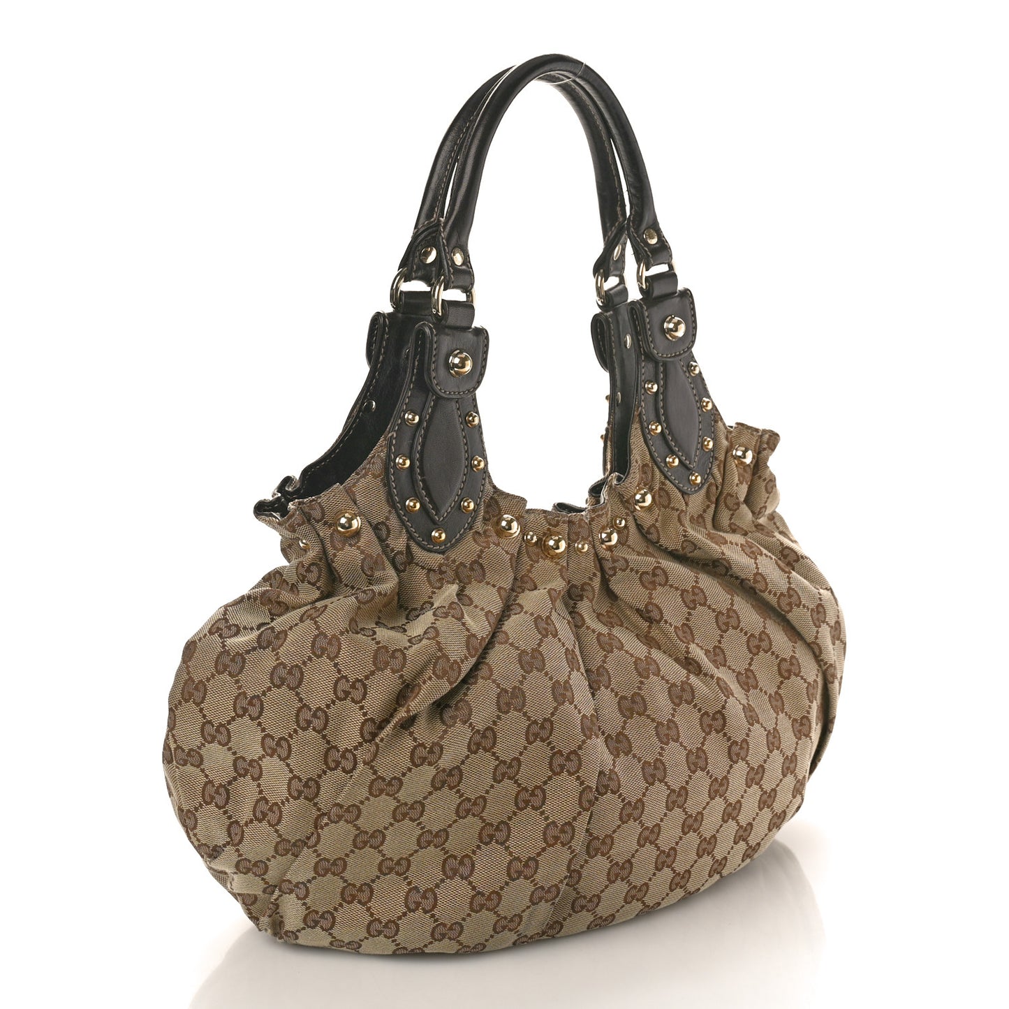Monogram Studded Medium Pelham Shoulder Bag Dark Brown
