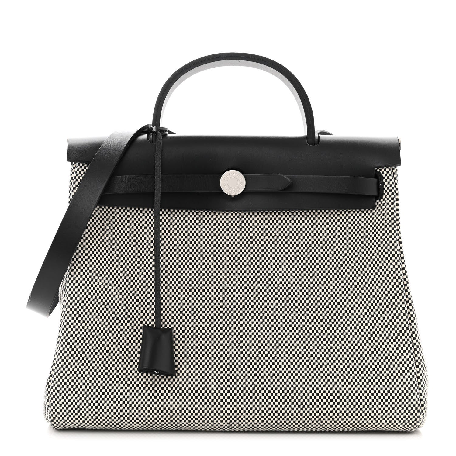 Hermes Vache Hunter Criss Viking Herbag Zip Retourne 31 PM Ecru Black 1 of 12