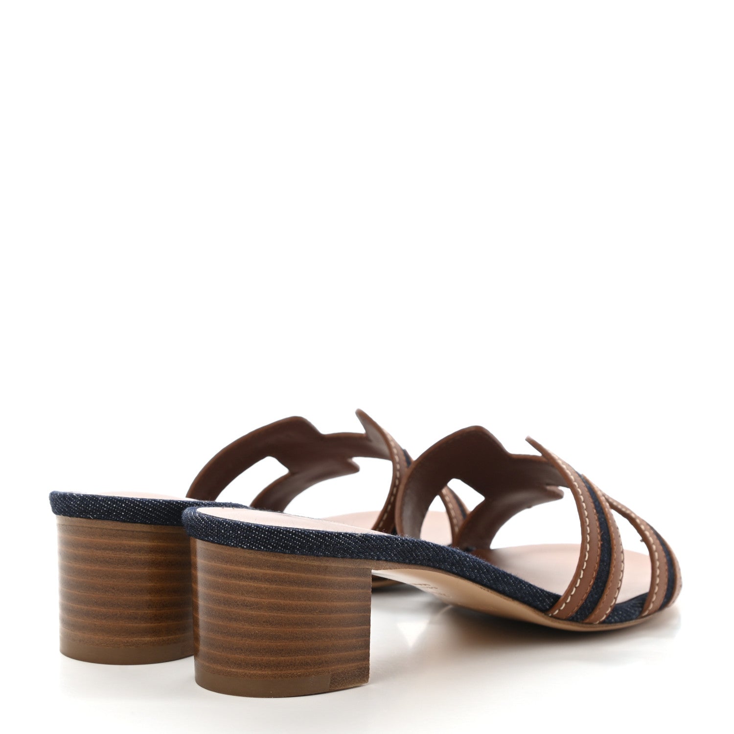 Hermes Calfskin Denim Oasis Sandals 35.5 Bleu Brut Gold 4 of 9