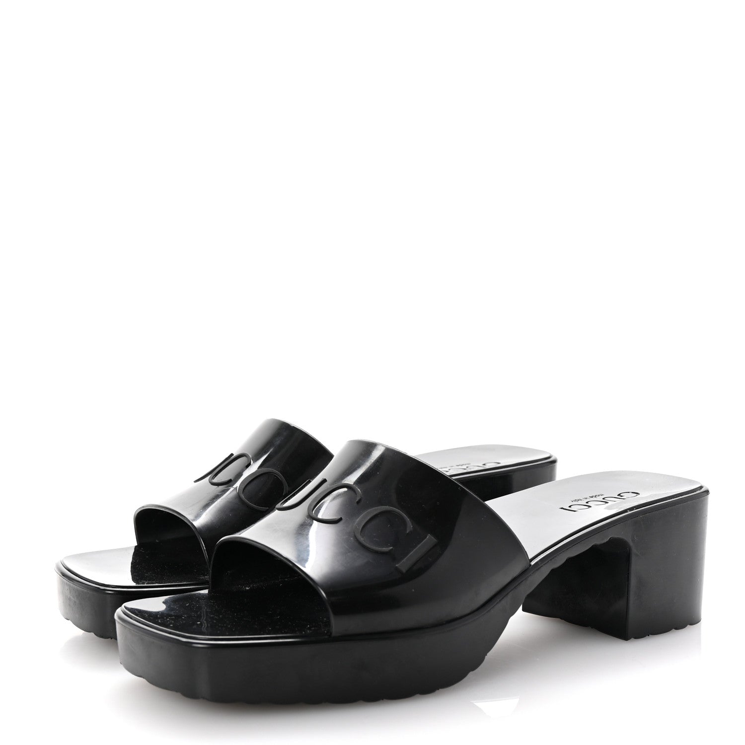 Gucci Rubber Gucci Logo Womens Platform 20/60mm Slide Sandals 39 Black 4 of 8