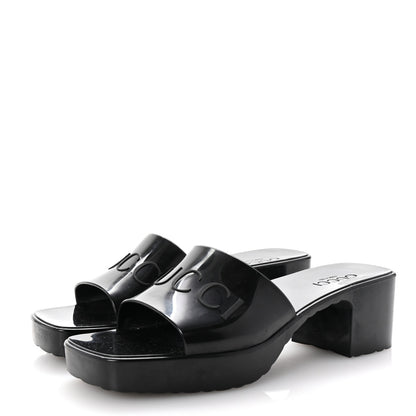 Gucci Rubber Gucci Logo Womens Platform 20/60mm Slide Sandals 39 Black 4 of 8