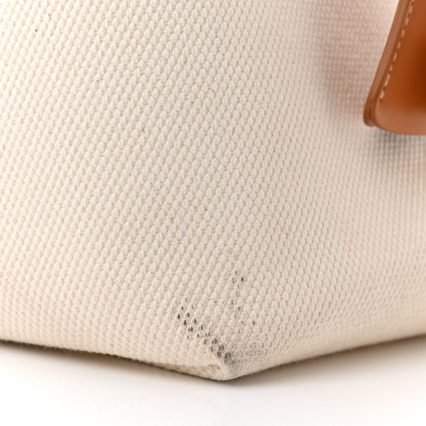Canvas Calfskin Logo Print Small Horizontal Cabas Natural Tan