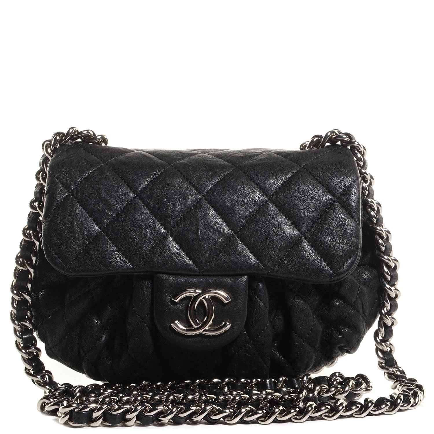 Chanel Crumpled Lambskin Mini Chain Around Messenger Black 1 of 7