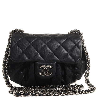 Chanel Crumpled Lambskin Mini Chain Around Messenger Black 1 of 7