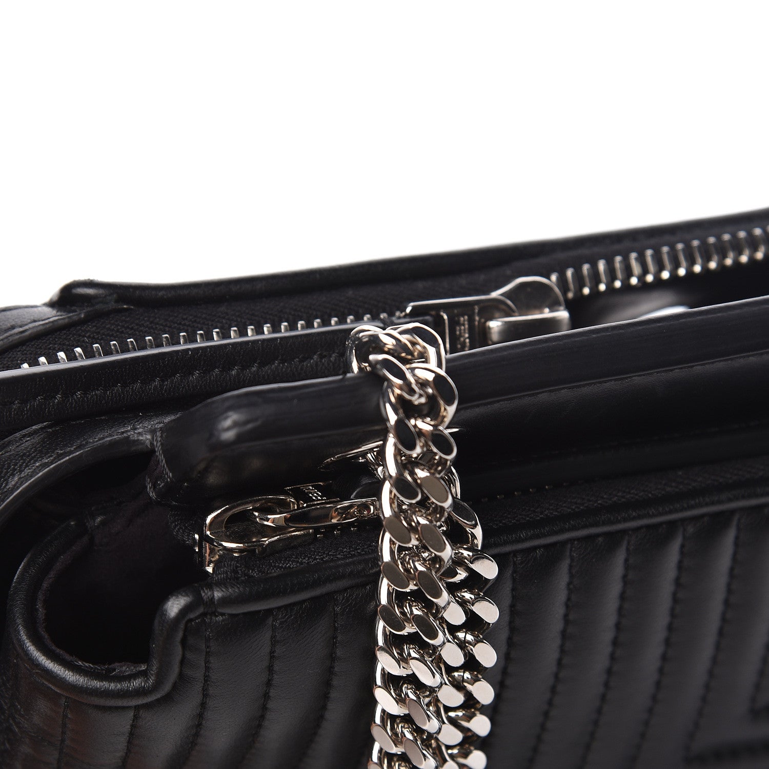 Fendi Shiny Nappa Trapuntata Small DotCom Click Chain Satchel Black 15 of 15