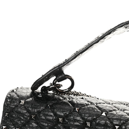Valentino Garavani Craquele Nappa Large Rockstud Spike Shoulder Bag Black 12 of 15