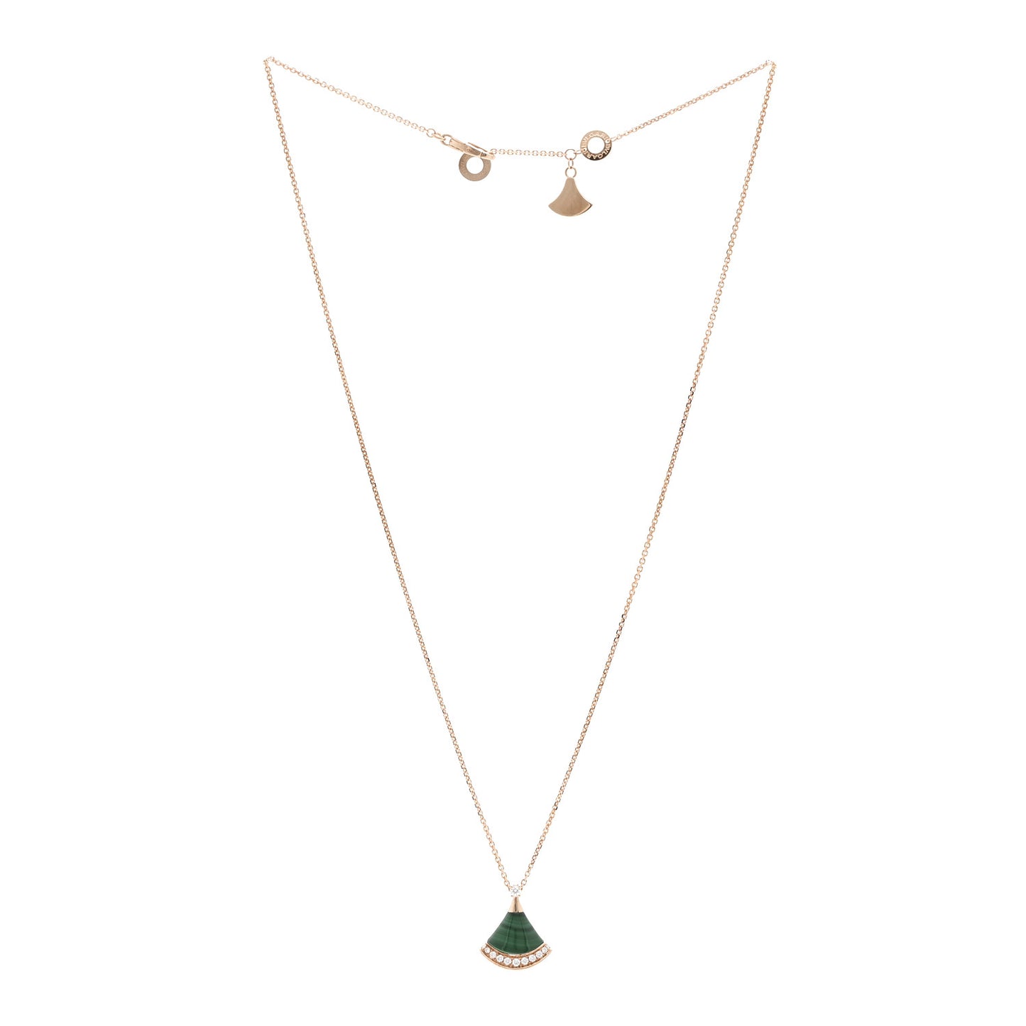 18K Rose Gold Diamond Malachite Divas' Dream Pave Pendant Necklace