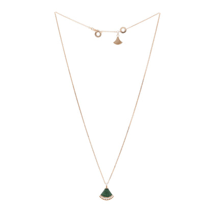 Bulgari 18K Rose Gold Diamond Malachite Divas' Dream Pave Pendant Necklace 3 of 5