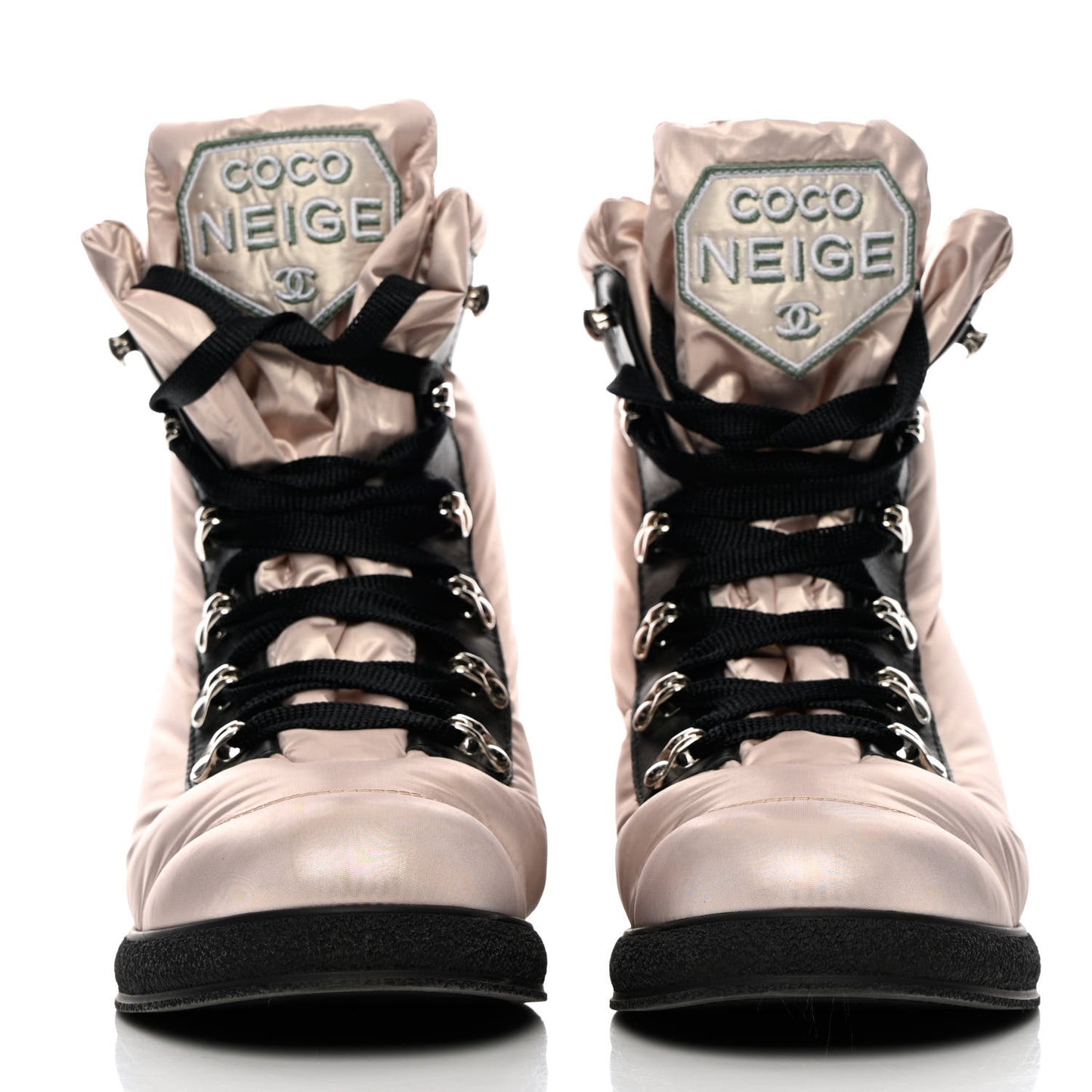 Nylon Calfskin Womens Coco Neige Short Boots 37.5 Pink Black