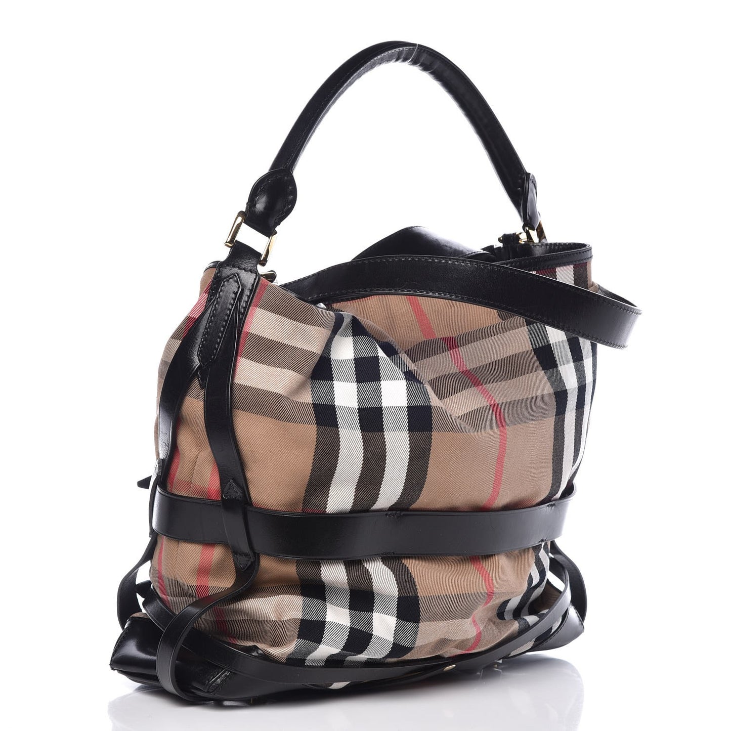 House Check Bridle Calfskin Medium Gosford Hobo Black