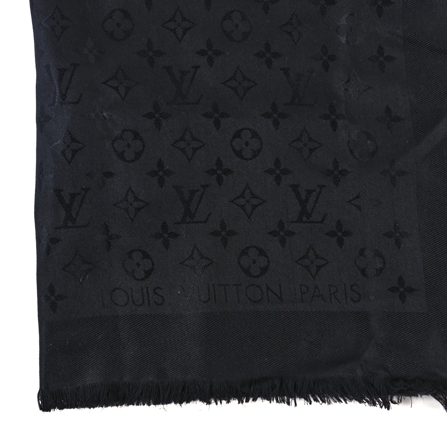 Silk Wool Monogram Shawl Black