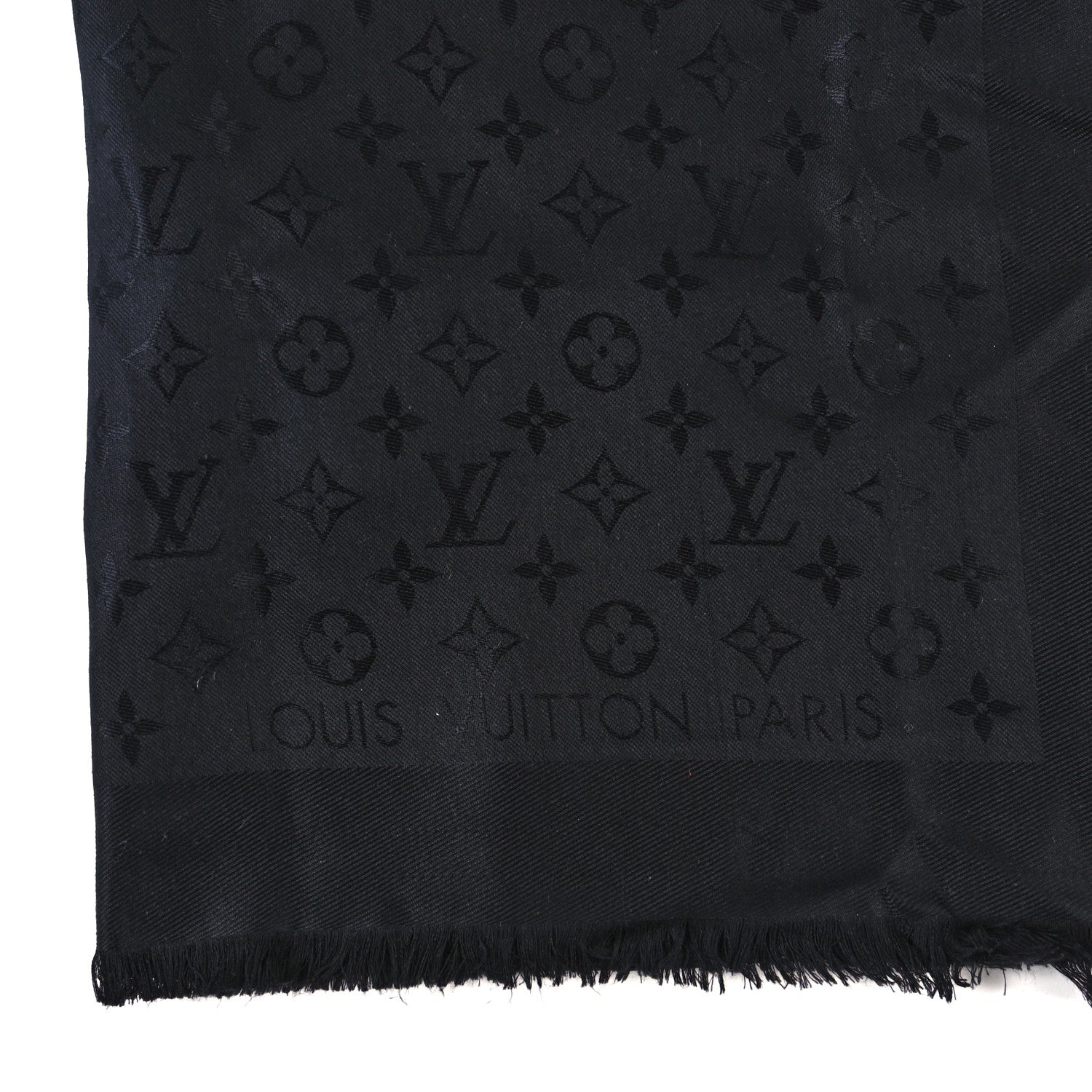 Louis Vuitton Silk Wool Monogram Shawl Black 3 of 4