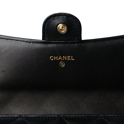 Chanel Lambskin Quilted Large Gusset Flap Wallet Black 6 of 9