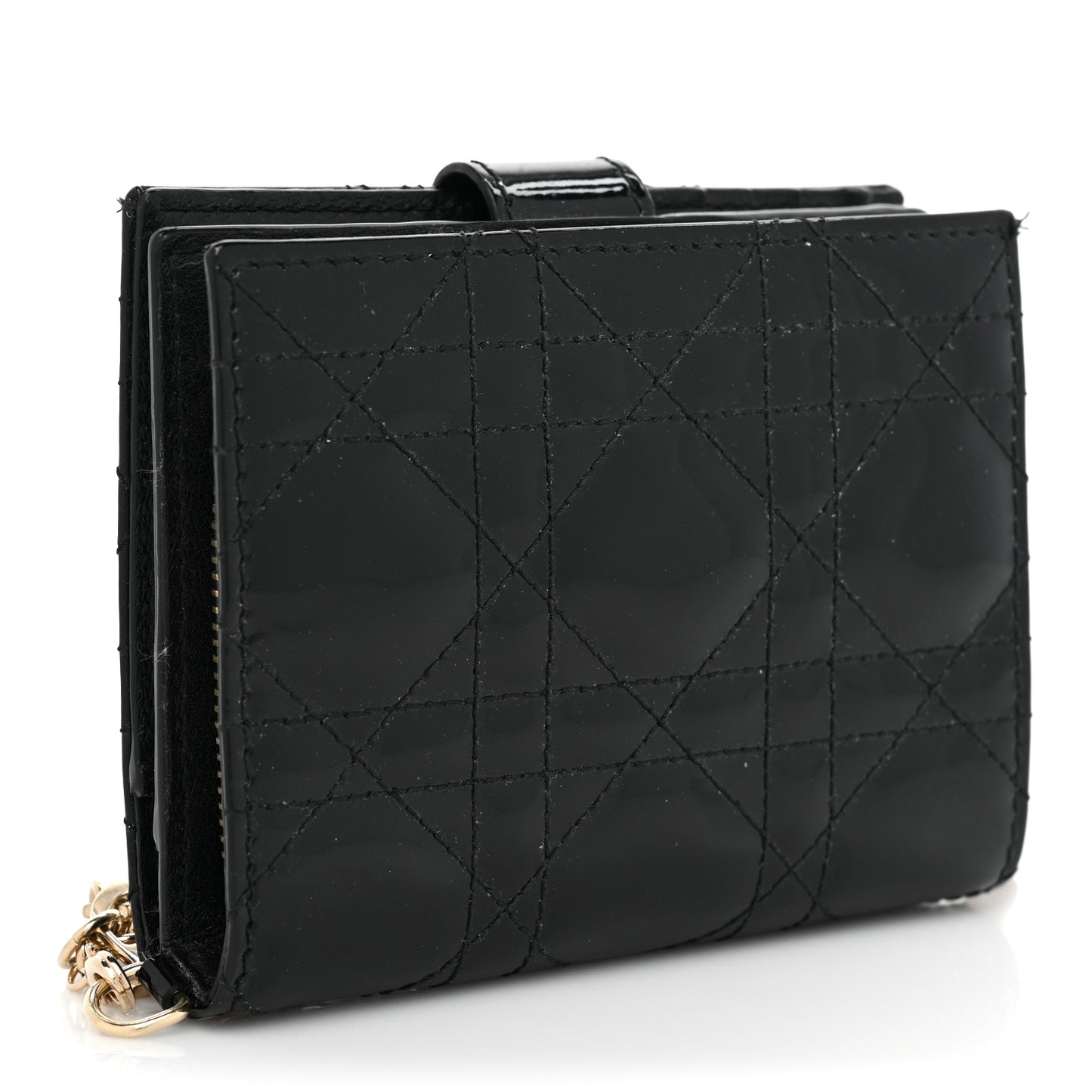 Patent Cannage Lady Dior Eden Wallet Black