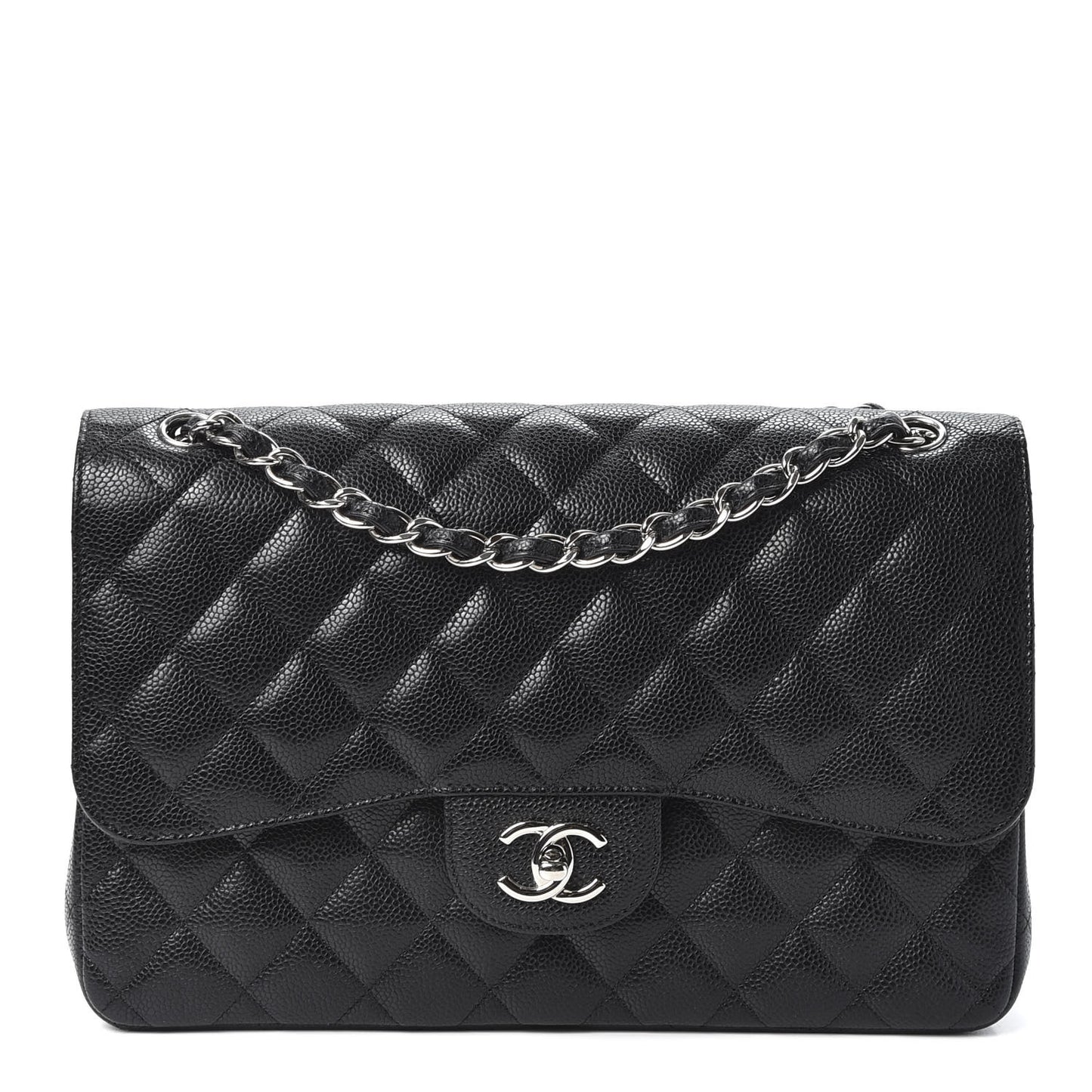 Caviar Quilted Jumbo Double Flap Black
