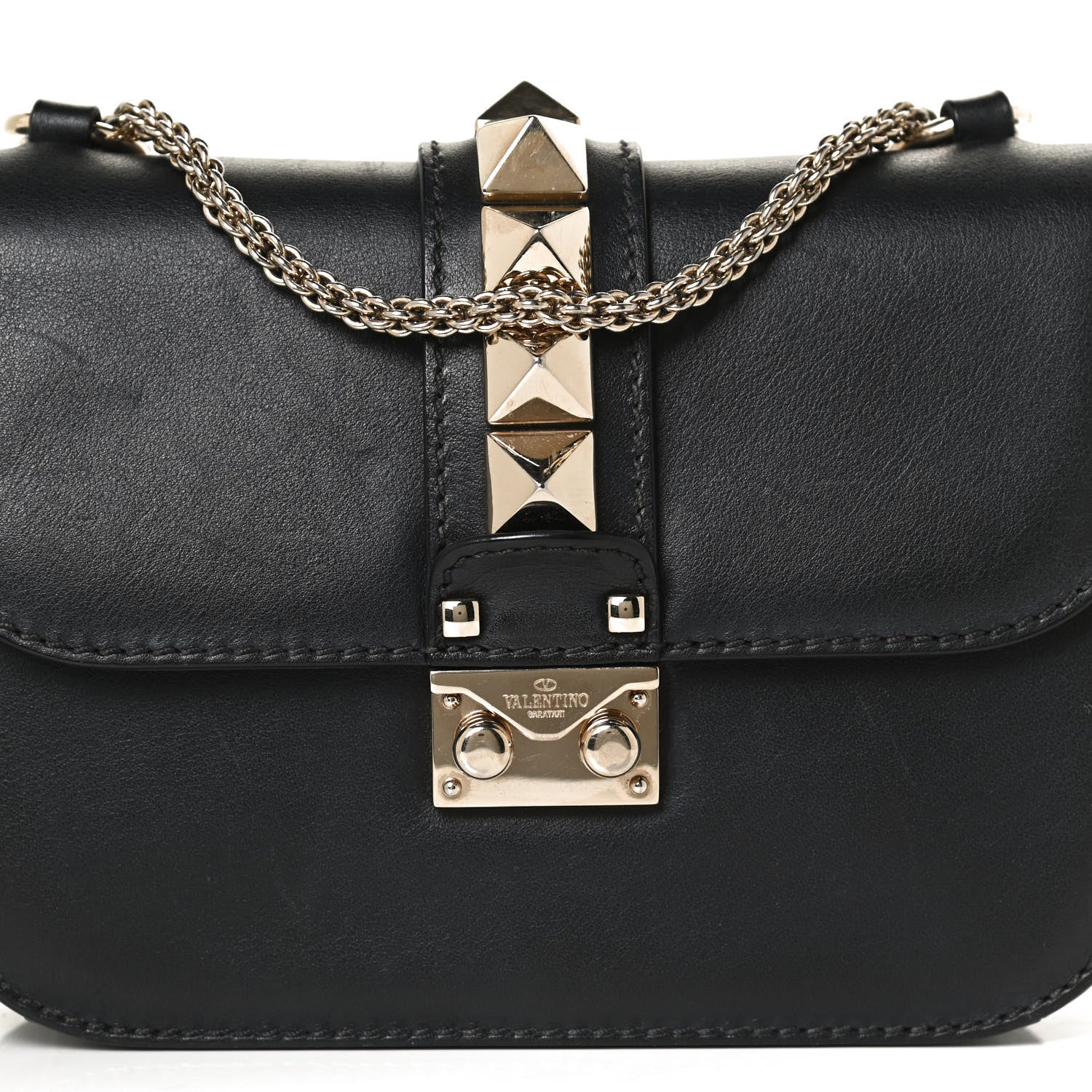 Valentino Garavani Vitello Small Glam Lock Rockstud Flap Black 7 of 10