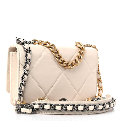 Chanel Goatskin Quilted Chanel 19 Wallet On Chain WOC Light Beige 3 of 13