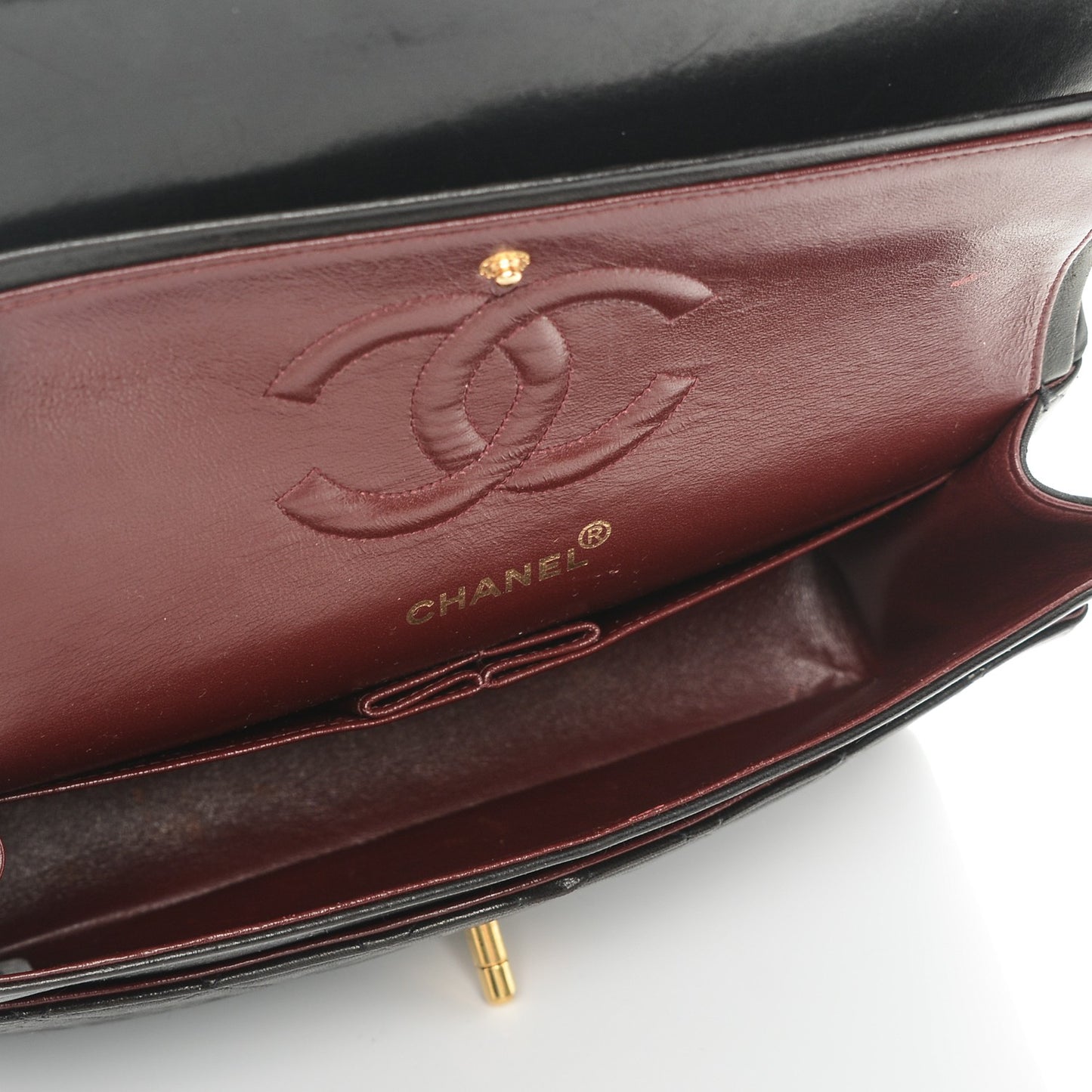 Lambskin Quilted Medium Double Flap Black