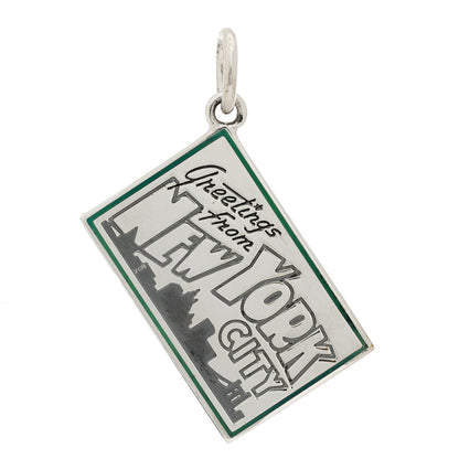 Tiffany Sterling Silver Enamel New York Postcard Charm Blue 1 of 3