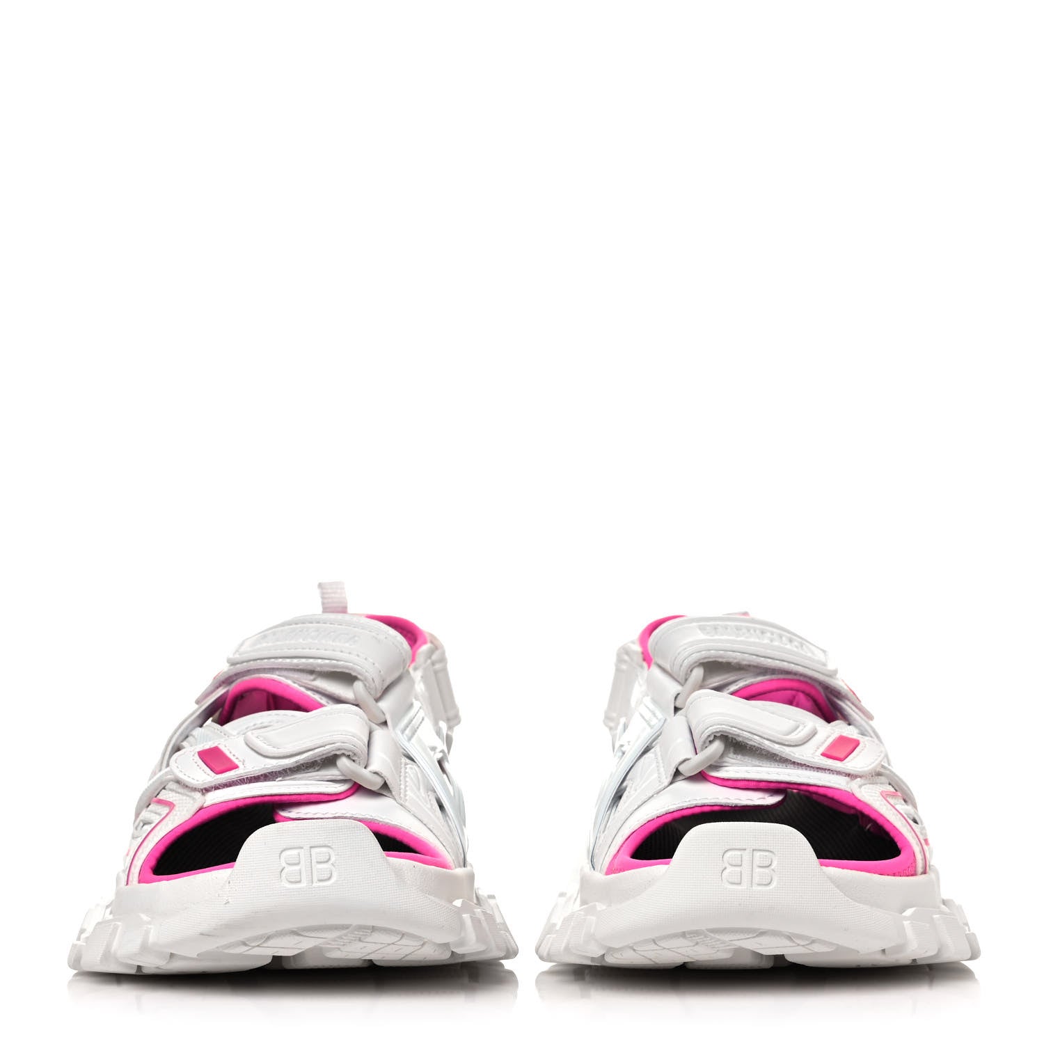 Balenciaga Rubber Neoprene Bi-Color Womens Track Sandals 37 White Fluo Pink 2 of 8