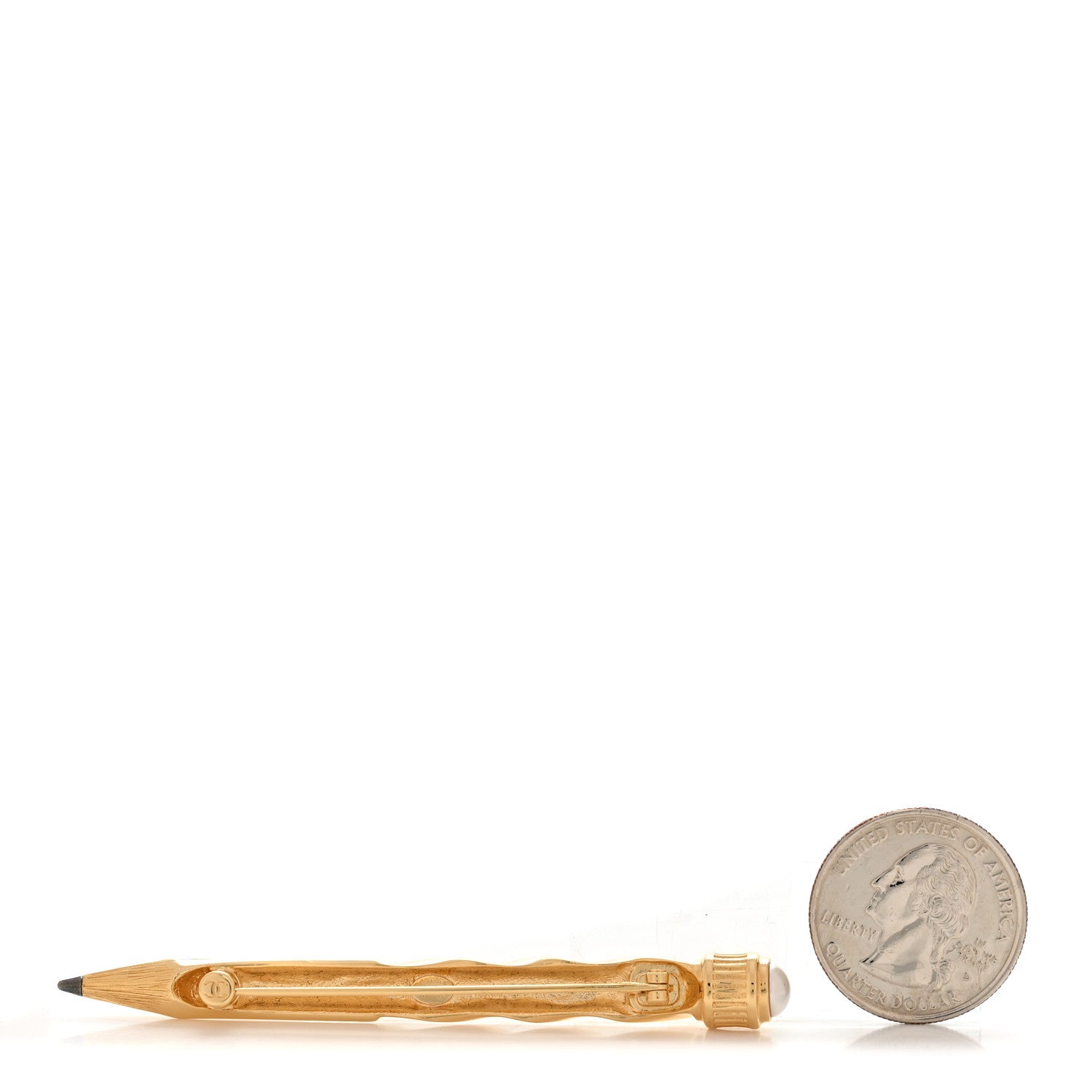 Chanel Metal Pearl Pencil Brooch Gold 2 of 4