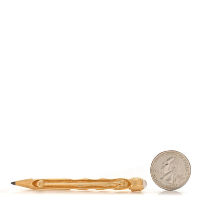 Chanel Metal Pearl Pencil Brooch Gold 2 of 4