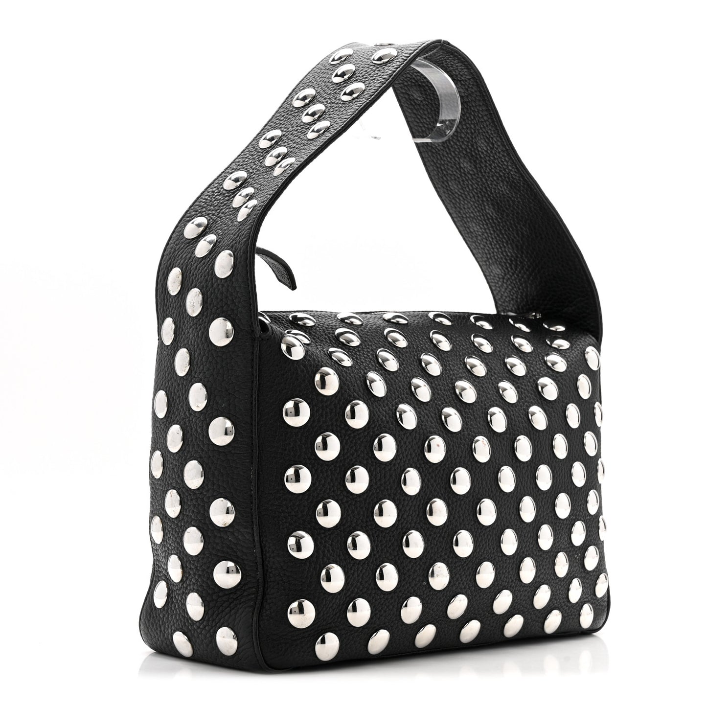 Pebbled Sport Calfskin Studded Elena Black