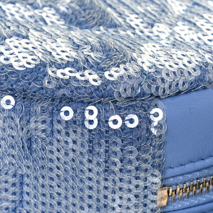 Chanel Sequin Chanel 19 Round Clutch With Chain Light Blue 10 of 13