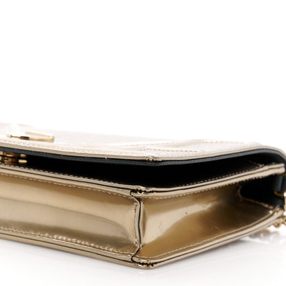 Christian Dior Metallic Patent Micro-Cannage Diorama Wallet on Chain Pouch Gold 10 of 10