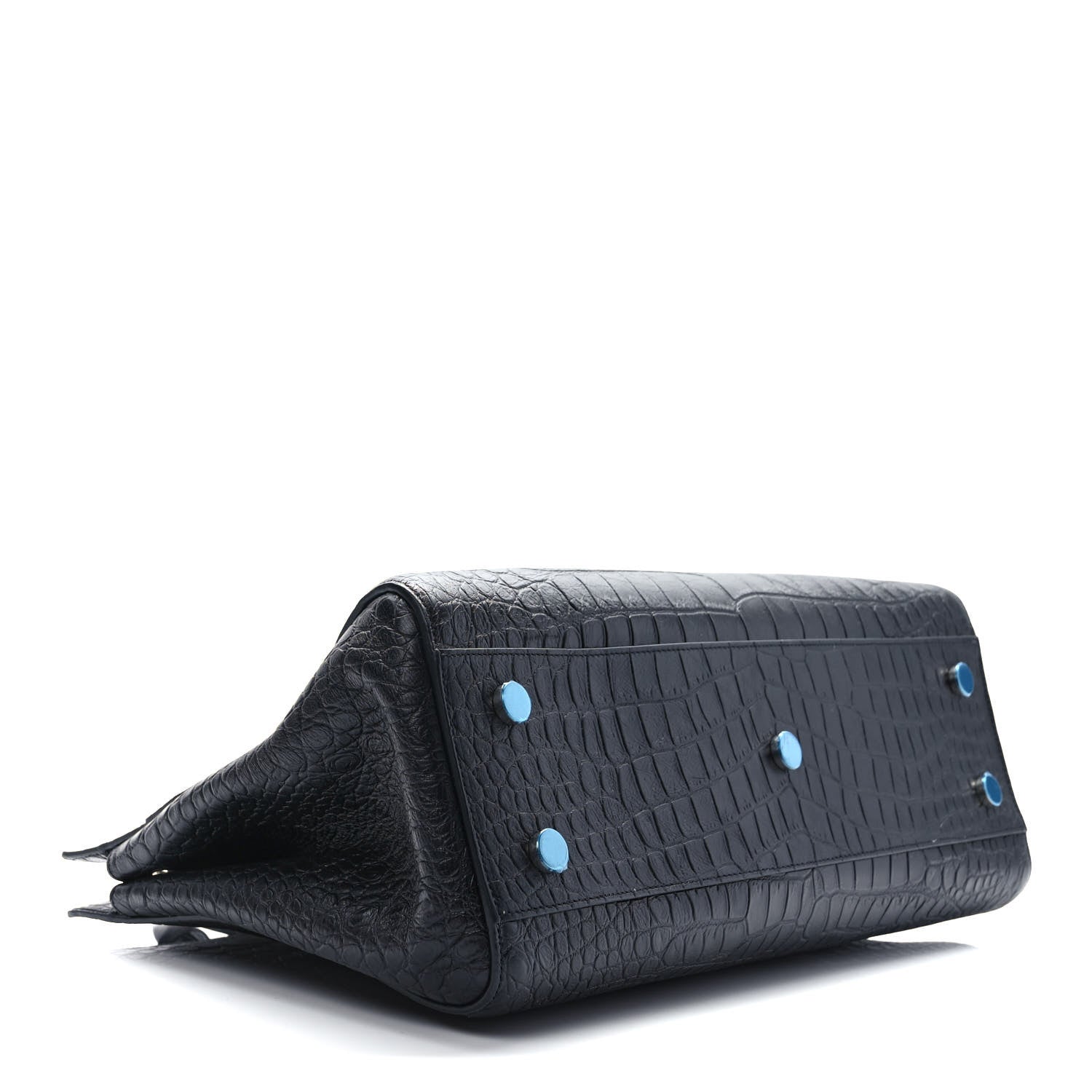 Saint Laurent Calfskin Crocodile Embossed Medium Cabas Rive Gauche Black 4 of 9