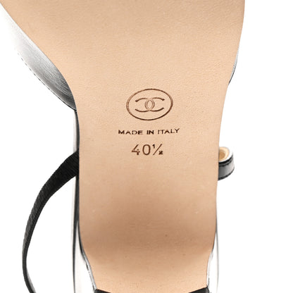 Chanel Goatskin Grosgrain Cap Toe CC Slingback Pumps 40.5 Black 7 of 10