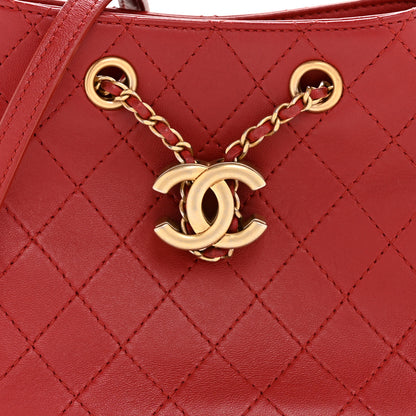 Chanel Calfskin Stitched Small Egyptian Amulet Drawstring Bag Red 8 of 12