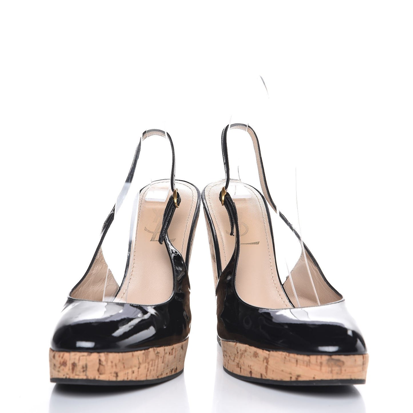 Patent Cork Lili 100 Wedge Sandals 37 Black