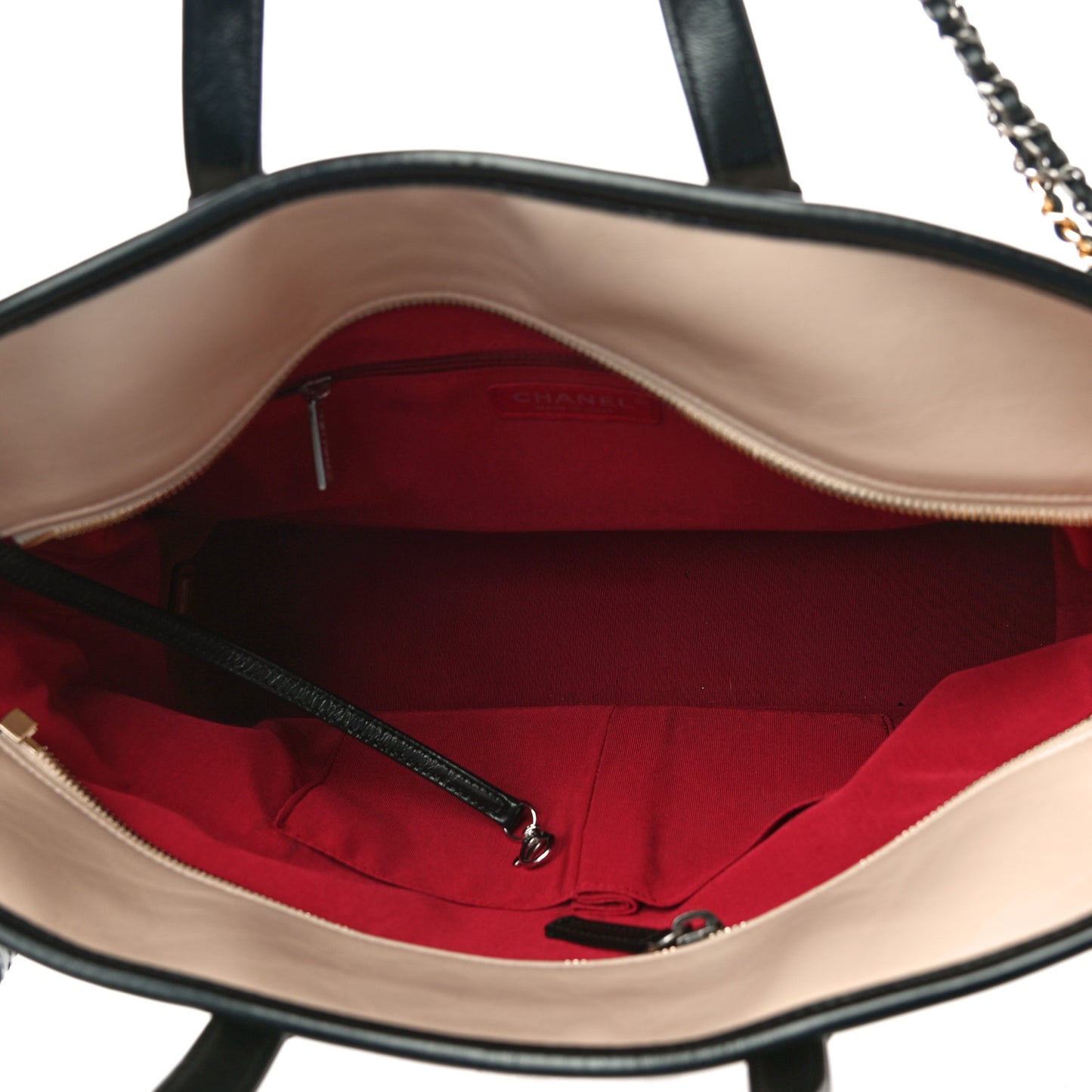 Aged Calfskin Quilted Large Gabrielle Shopping Tote Beige Black