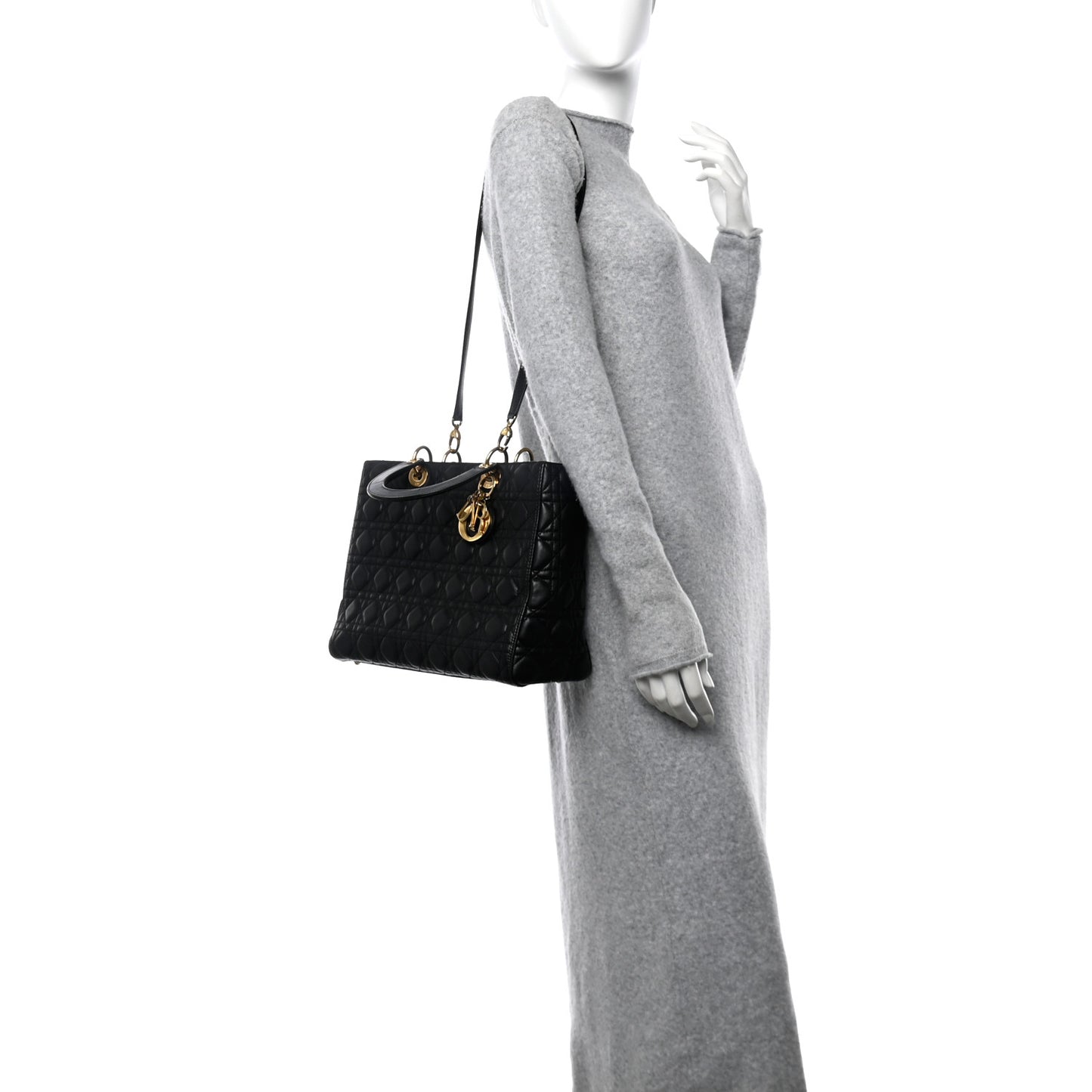 Lambskin Cannage Large Lady Dior Black